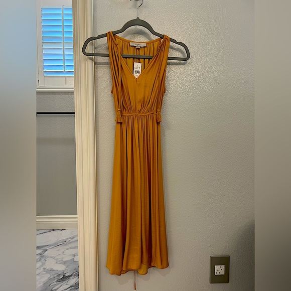 LOFT Gold/Mustard midi dress-NWT - Picture 4 of 9